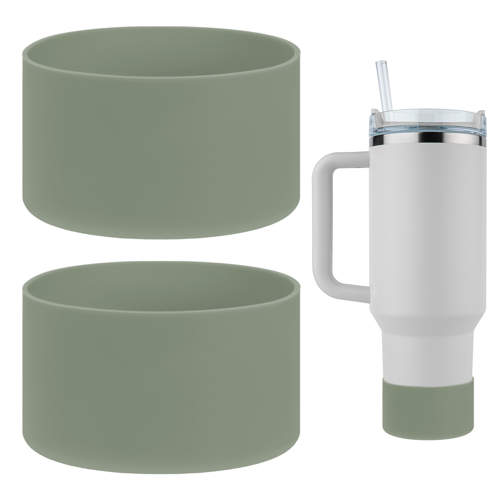 Silicone Water Bottle Boot [2PCS] - Anti-Slip Protective Sleeve [Avocado Green]