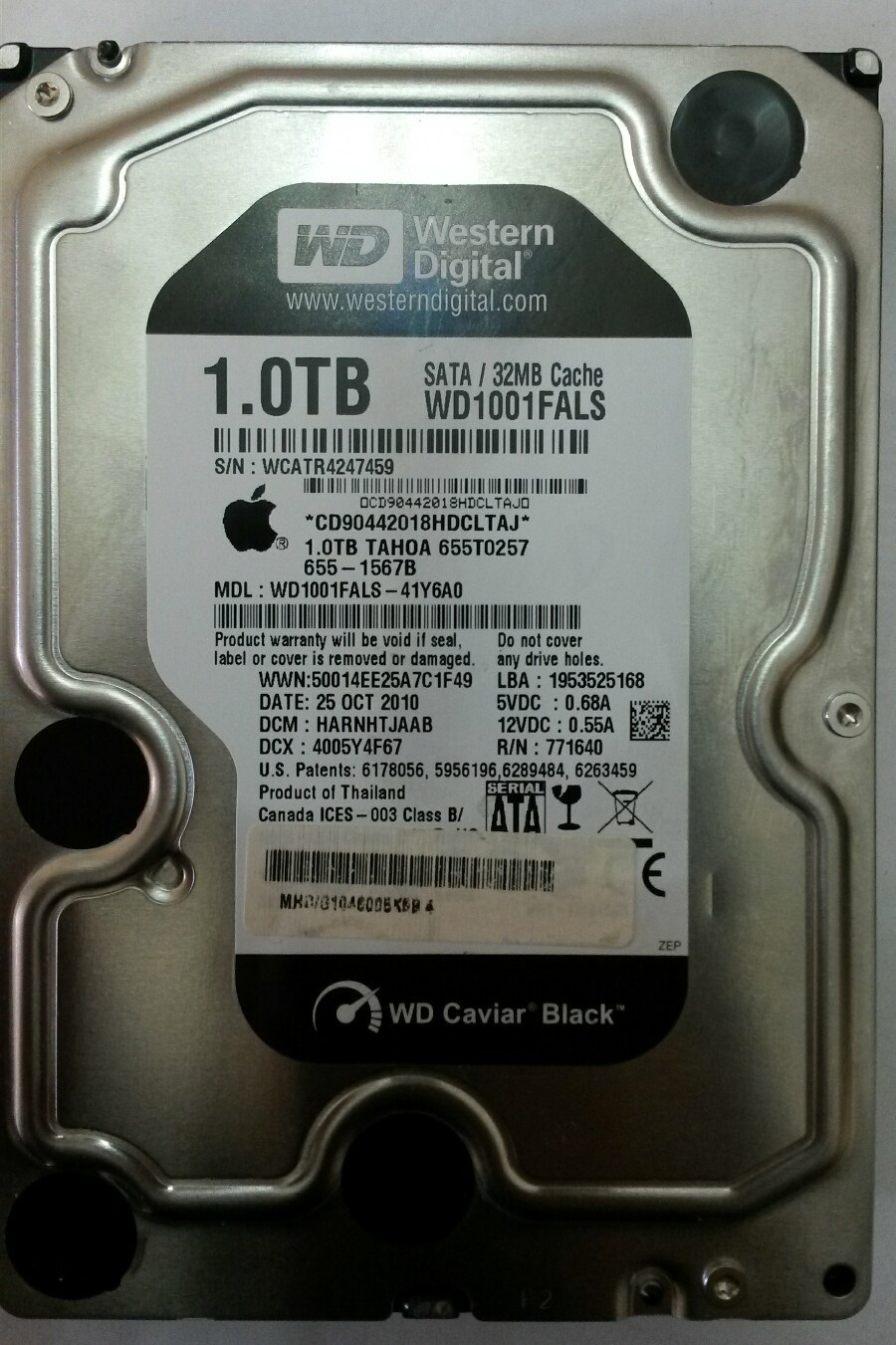 WESTERN DIGITAL WD1001FALS-41Y6A0 DCM:HARNHTJAAB Desktop Drive 1.0 TB SATA