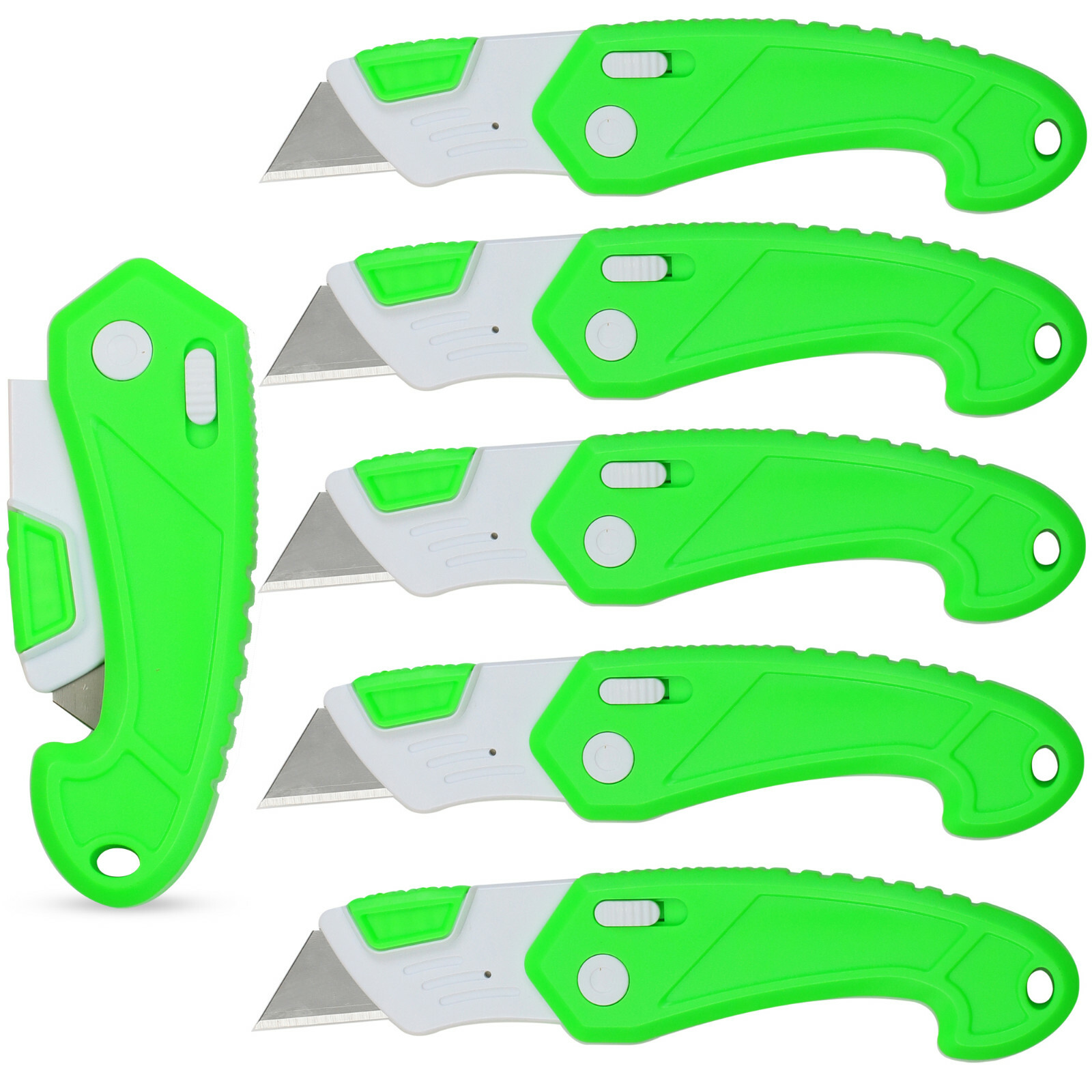 Lightweight Heavy Duty ABS Plastic Folding Saftey Utility Box Cutter 6pc Green