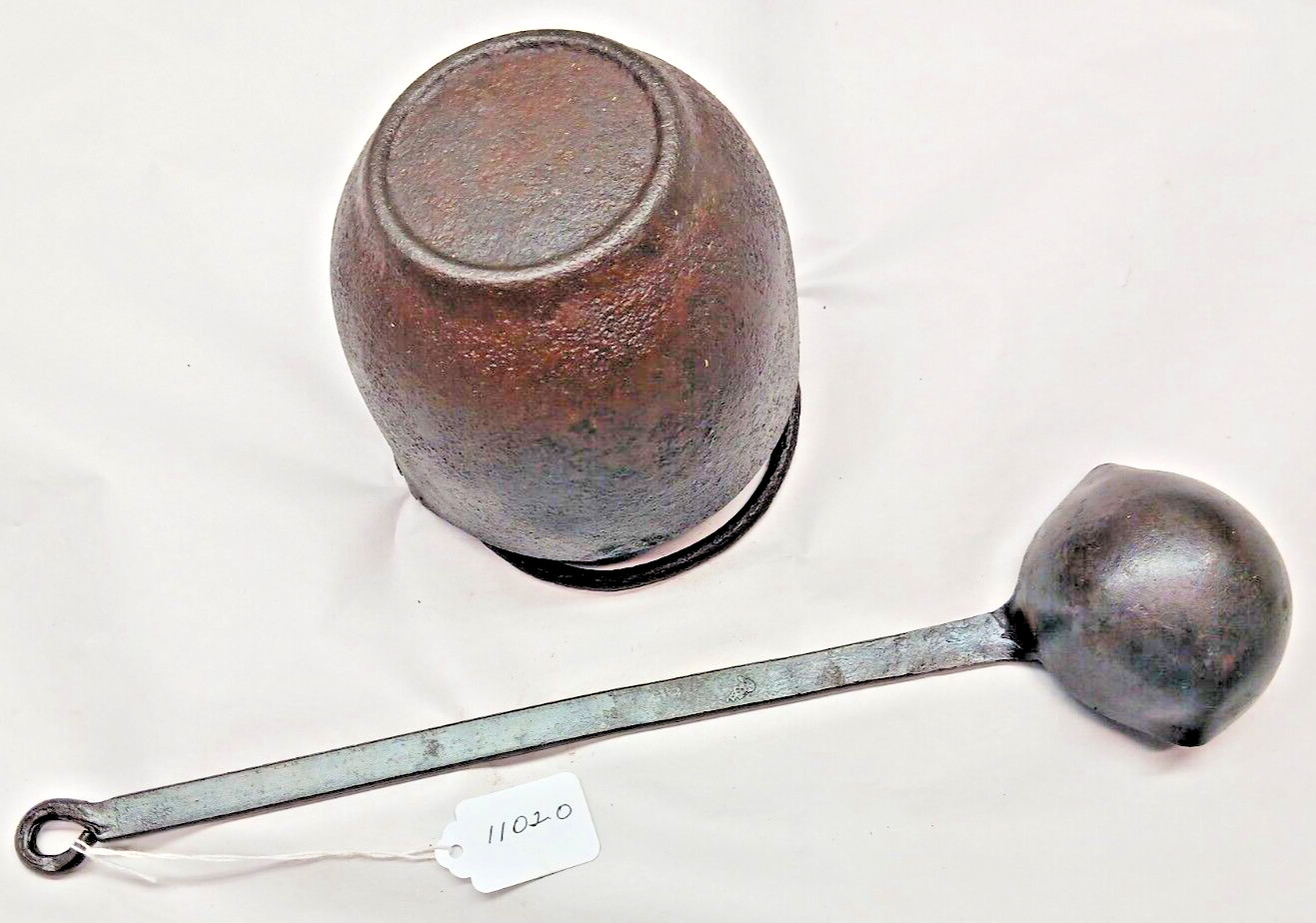 Vintage 5" Diameter Pot & Ladle for Melting Lead Sinkers, Shot etc. 14-1/4" Long