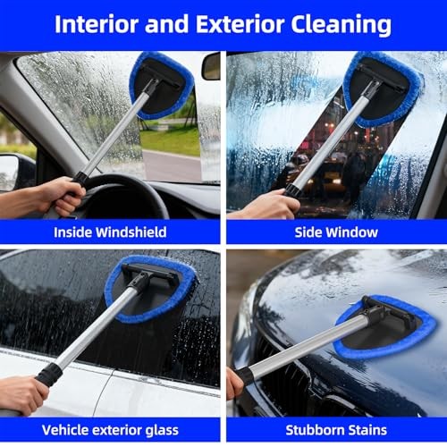 Windshield Cleaning Tool, Car Window Cleaner Windshield Cleaner with 4 Blue