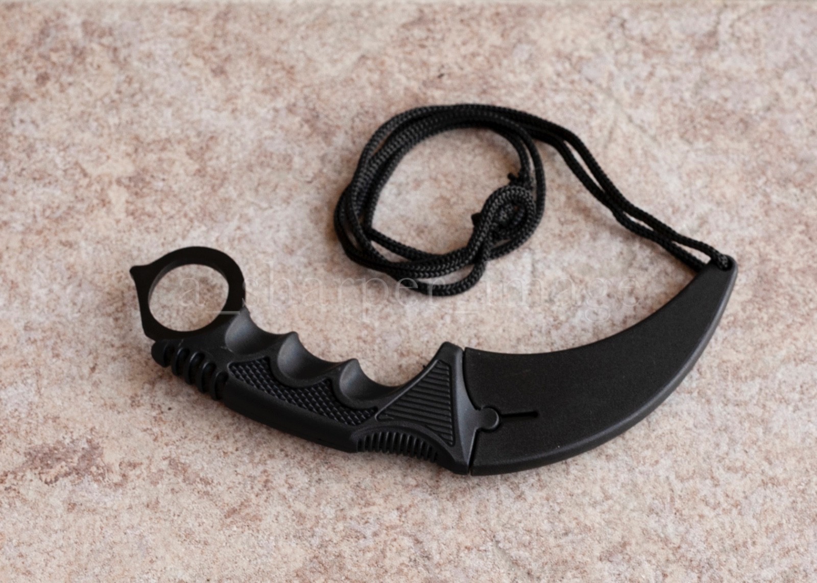7.5" Black Karambit Curved Blade Rugged EDC Utility Self Defense, Solid & Sharp