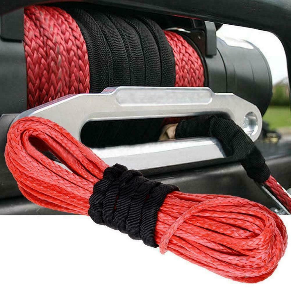 1/4" x 50' Synthetic Winch Rope Line Recovery Cable 10000LB 4WD SUV Pickup Red B