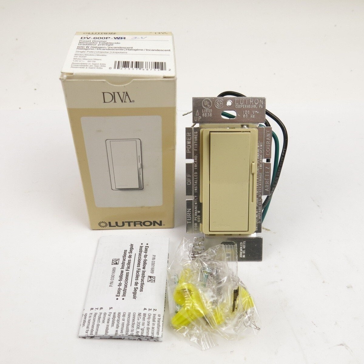 Lutron DIVA DV-600P-IV SP Incandescent 600W Preset Dimmer Ivory NEW