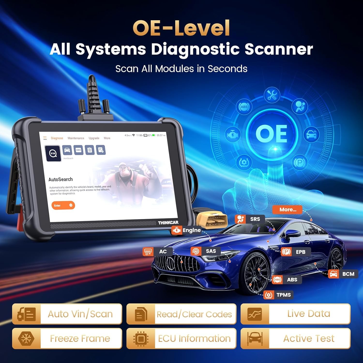 Lifetime Free Update THINKSCAN 689 OBD2 Diagnostic Scanner Tool +Thinkcar TES102