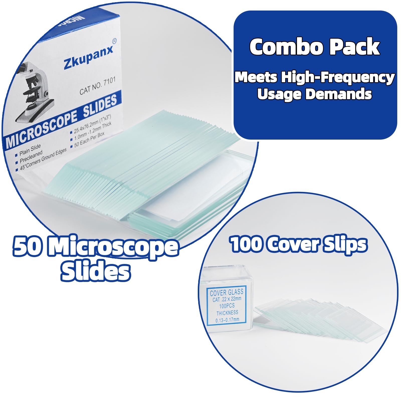 Microscope Slides and Coverslips Set - 50 Pre-Cleaned Glass Slides + 100 Cover S
