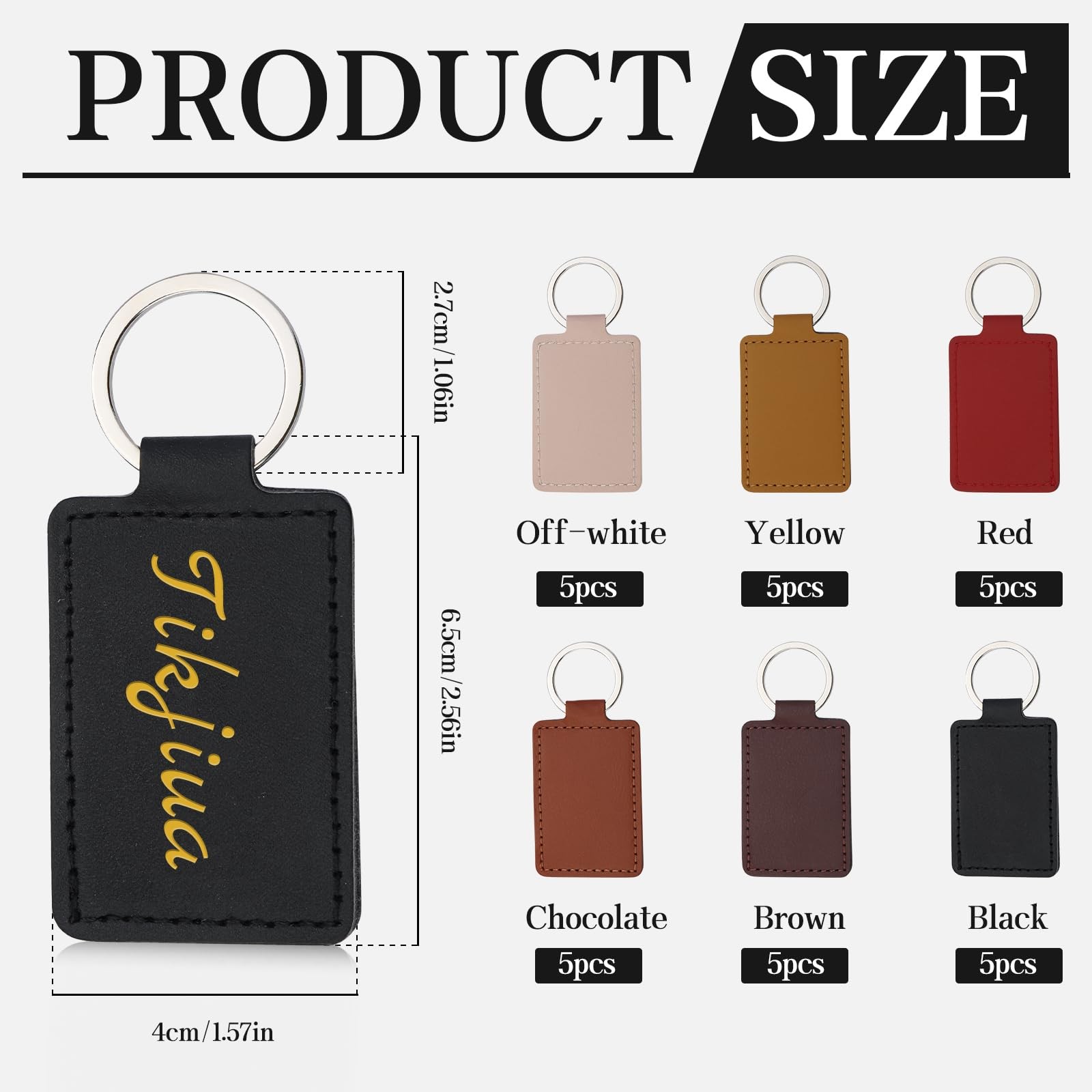 30 Pcs Leather Key Fob Kit, Rectangular Leather Keychain Blanks with Keychain...