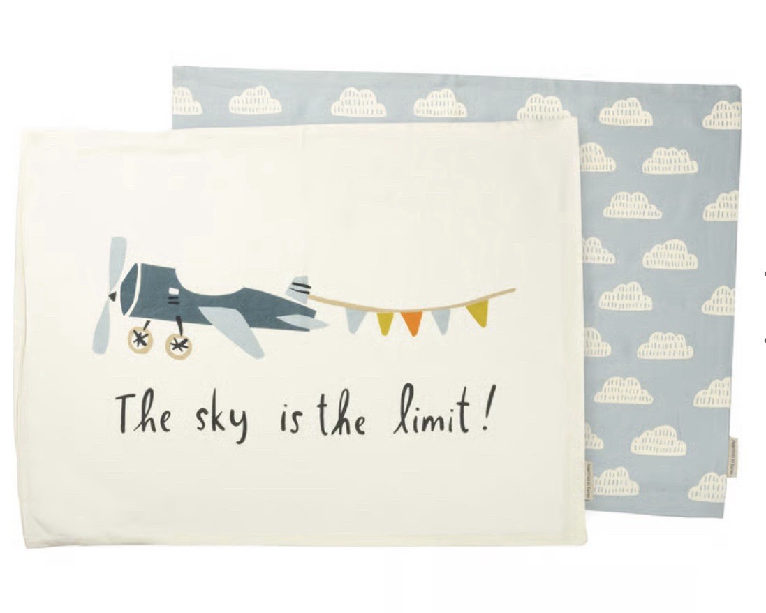 Children’s Pillow Case Set - Plane & Clouds