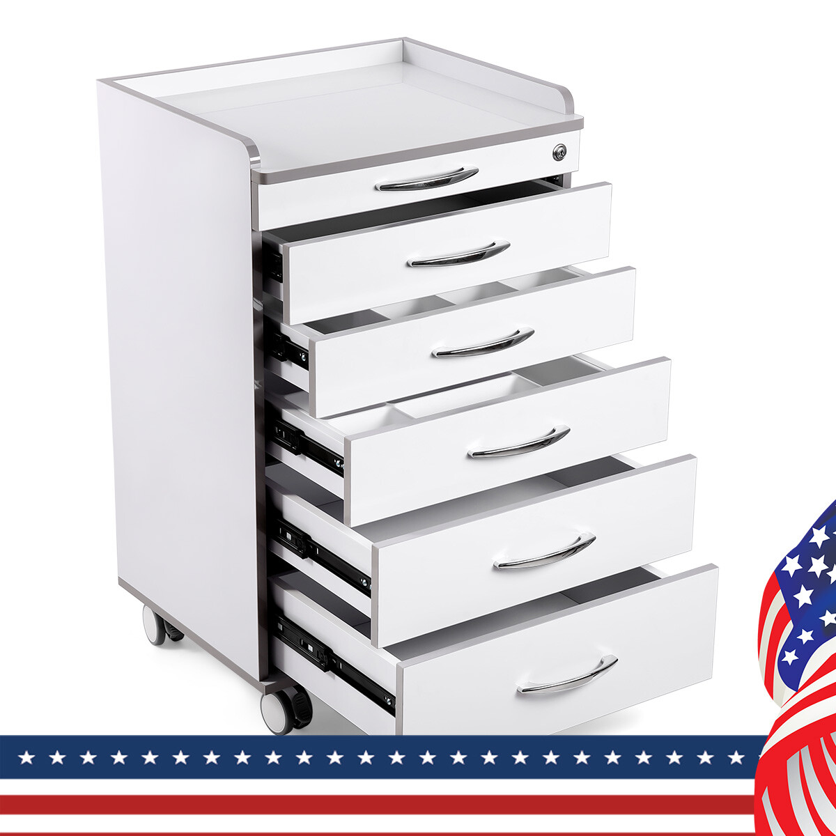 5 layers Medical Dental Trolley Carts Mobile Cart Instrument With 360° wheels
