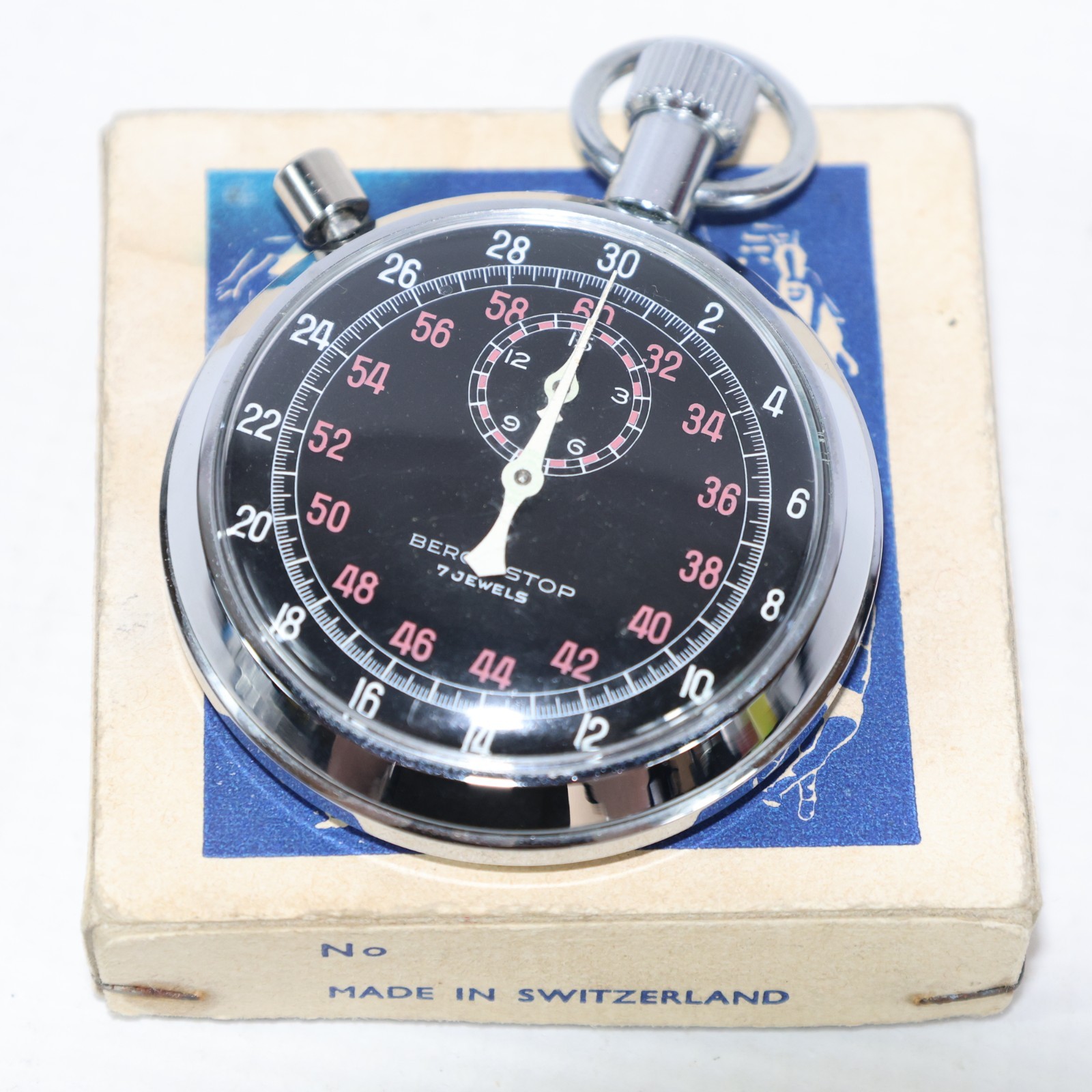 Berco-Stop 7 Jewel Mechanical Hand Wind Up Stopwatch Swiss Made GREAT CONDITION!
