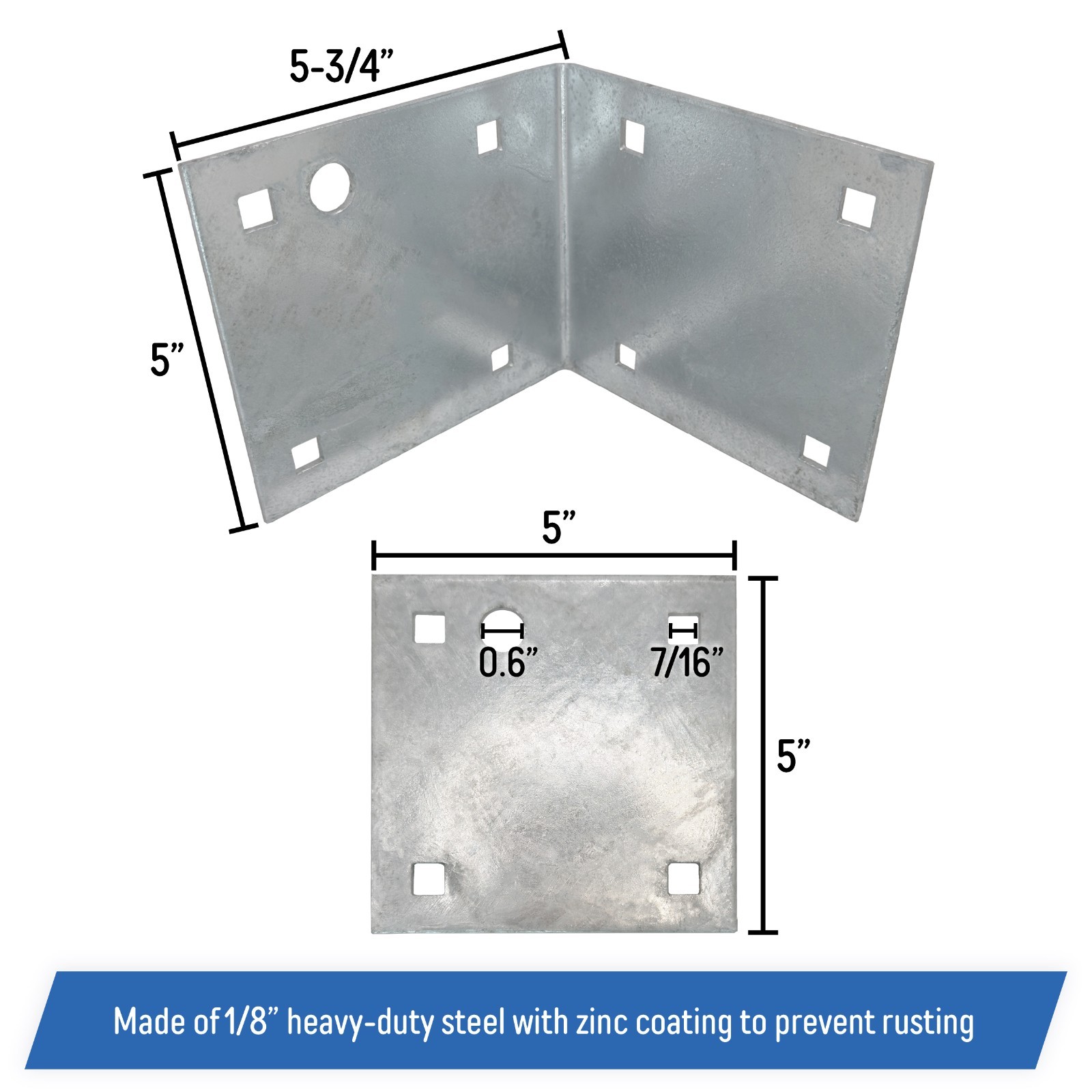 Stationary & Floating Dock Inside Corner Kit, 4 Inside Corners, 8 Backer Plates