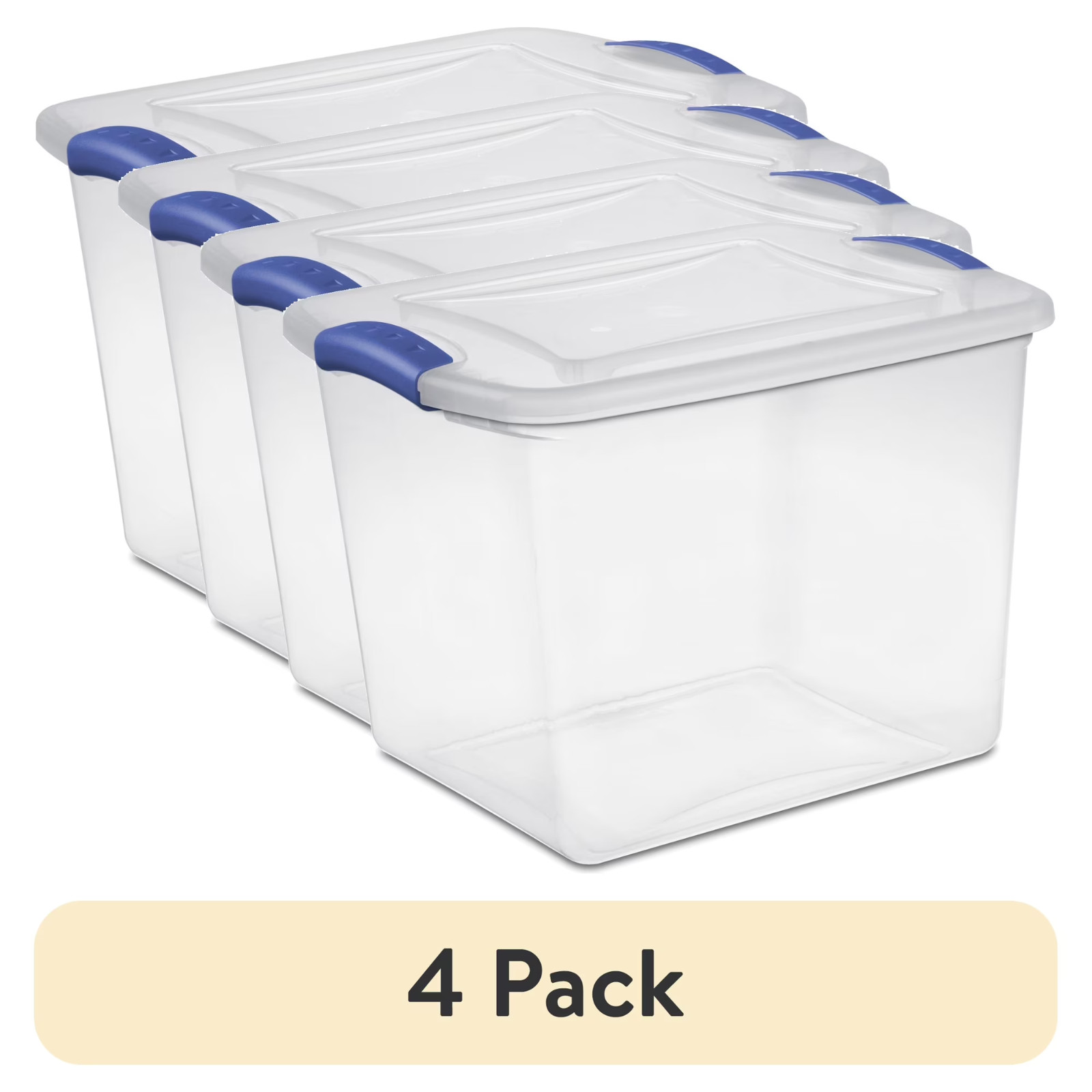 4 pack 27 Quart Medium Latching Storage Bin, Clear Plastic Stoarge Conatiner