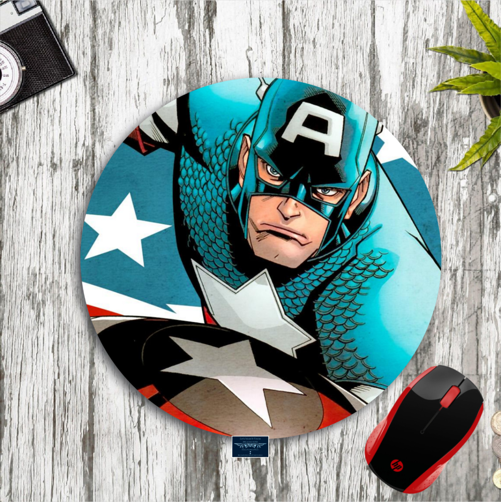 CAPTAIN AMERICA CUSTOM ROUND MOUSE PAD DESK MAT HOME SCHOOL OFFICE PC GAMING