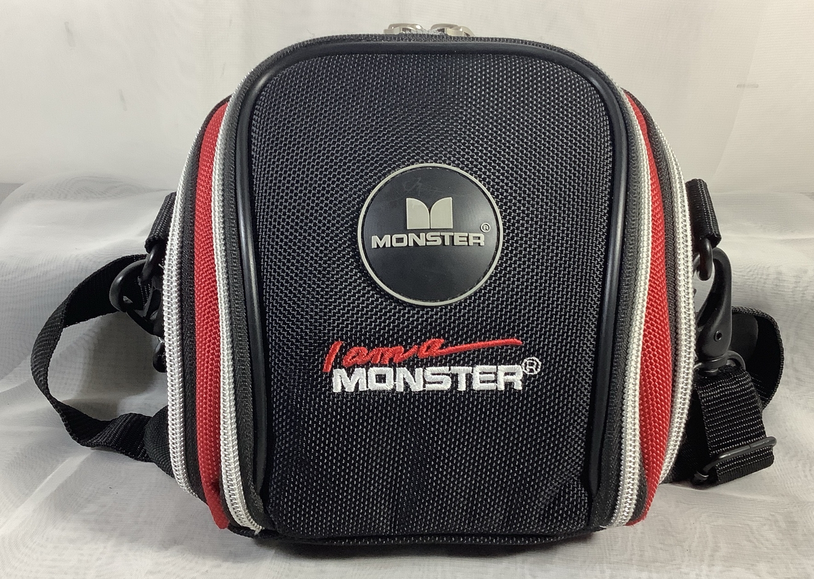 Monster Compact Camera Bag Case with Adjustable Shoulder Strap Black Red Silver