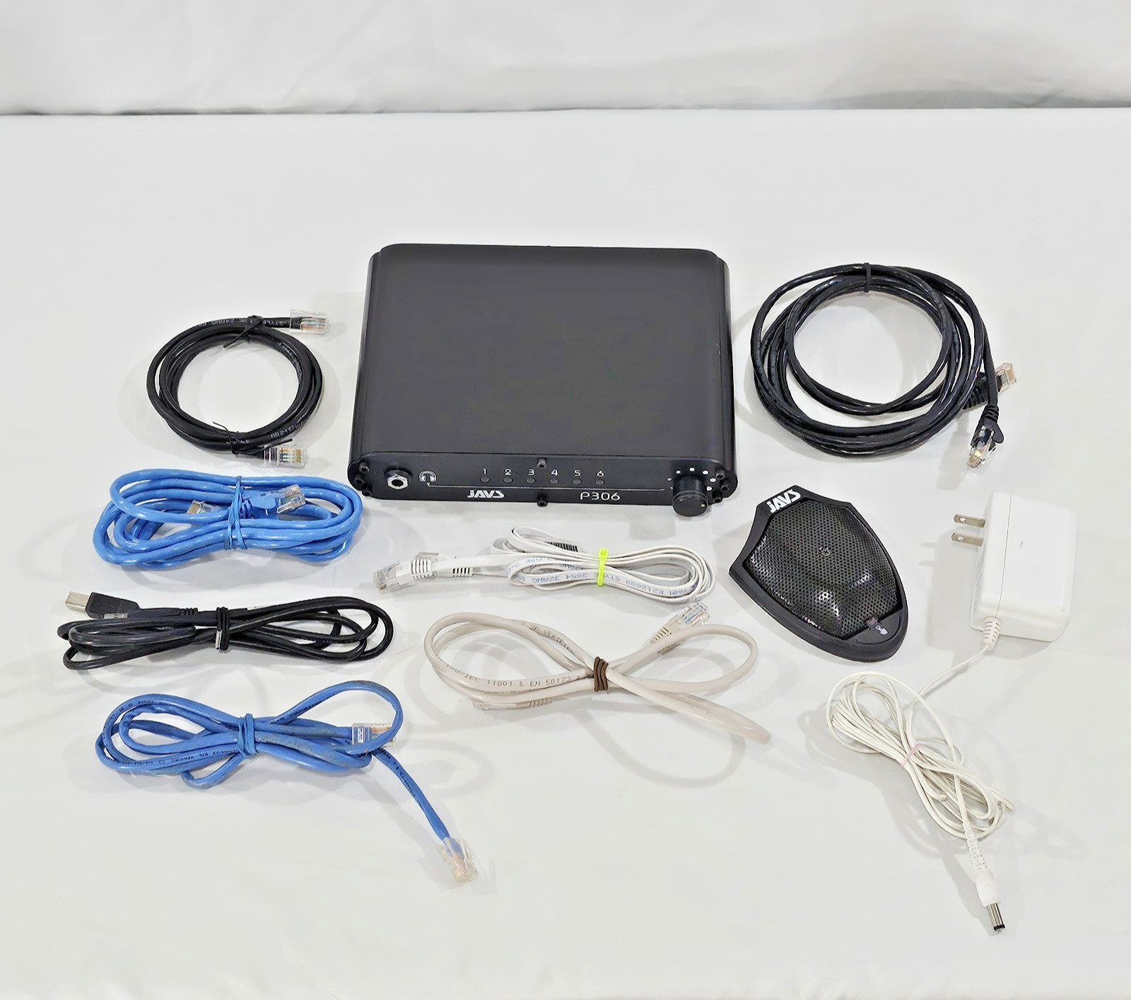 JĀVS P306 Audio Processor 6-Input 4-Output Mic Mixer w / Microphone + Cables Set