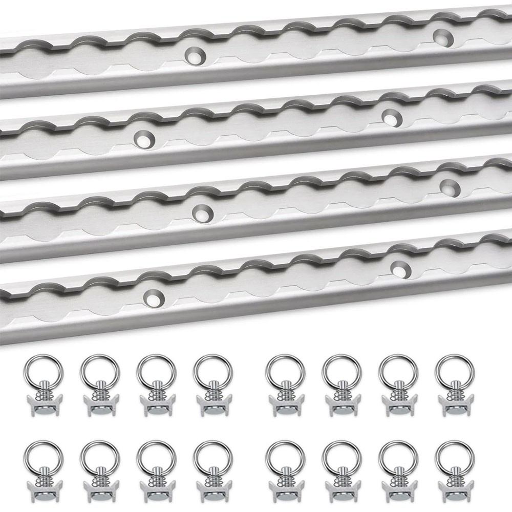 4PCS 4FT Aluminum L Track Rail &16x Single Stud Fittings L Track Tie Down System