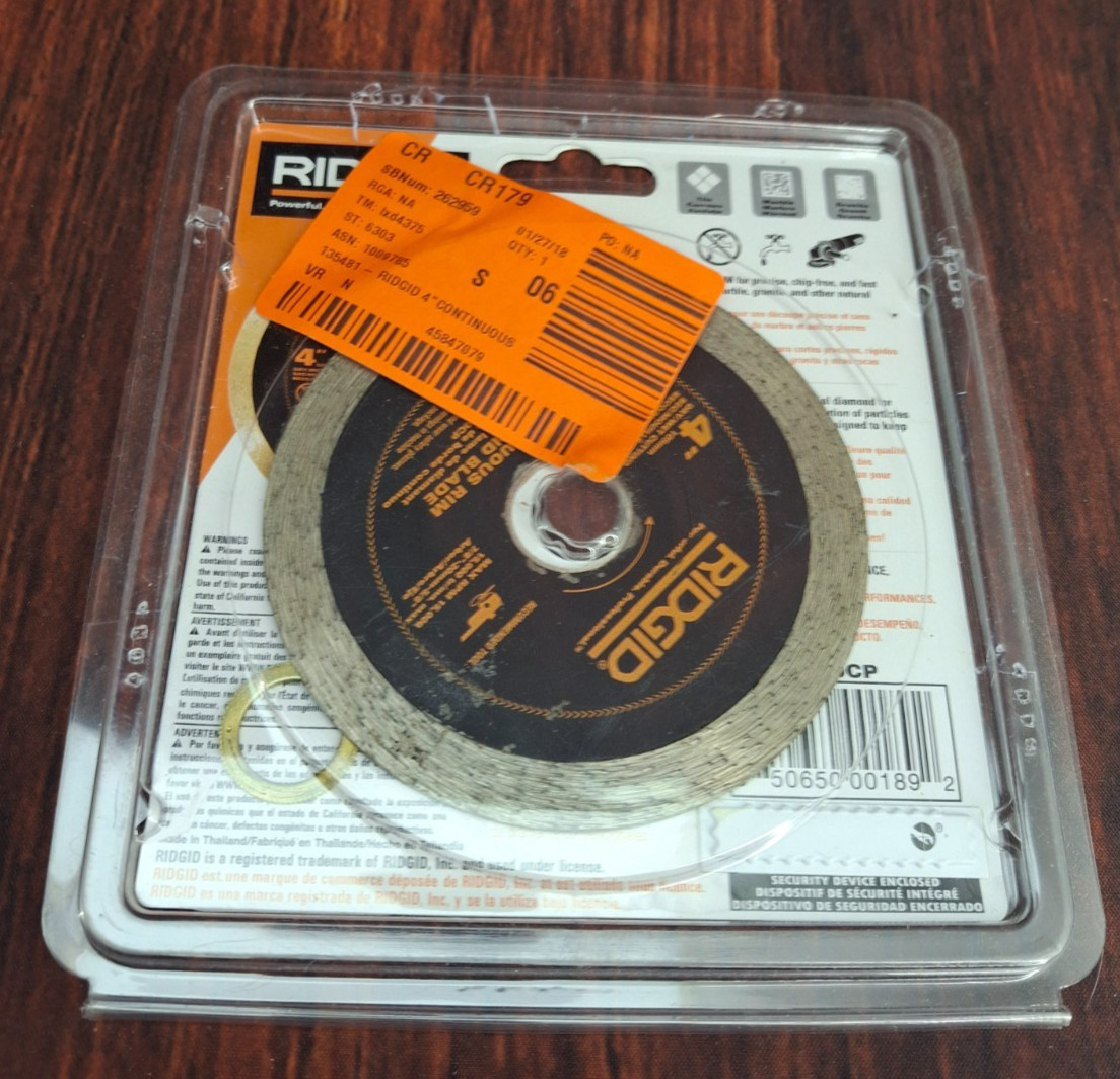 RIDGID 4 in. Continuous Diamond Blade Tile Marble Granite Dry or Wet