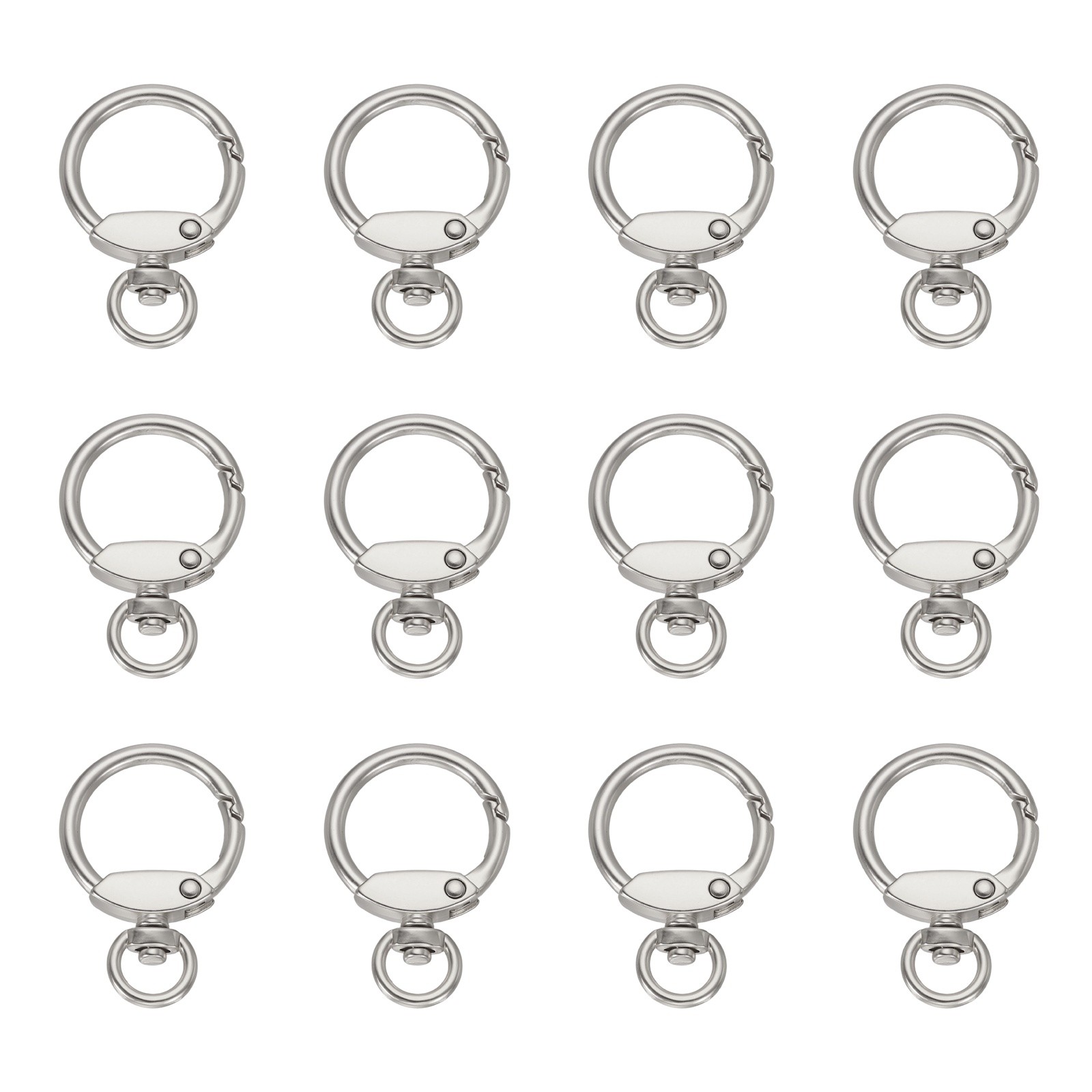 12Pcs Round Spring Snap Hooks, 1" O Rings Buckle, Matte Nickel
