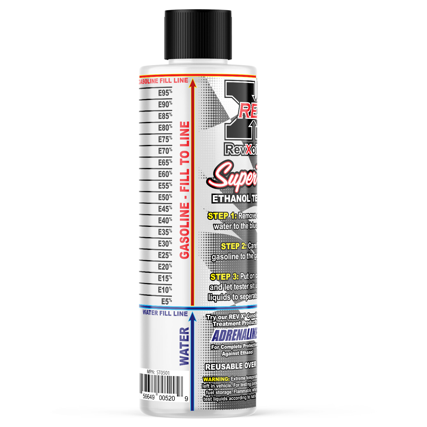 REV X E85 Super Tester Ethanol Test Bottle - Tests E0% - E100% - Easy to Use Kit