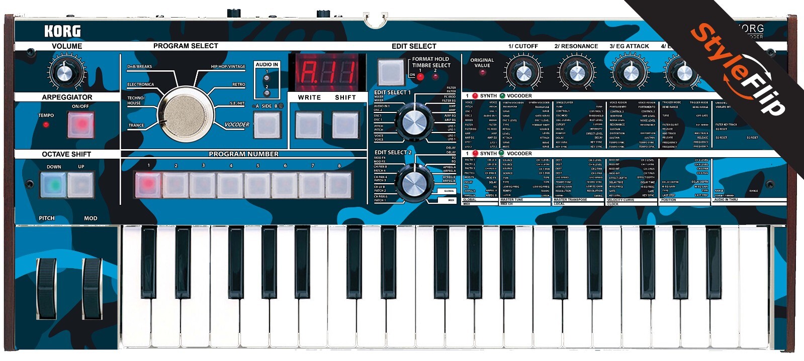 Korg microKorg | Blue Camo | Protective Decal | StyleFlip Skins