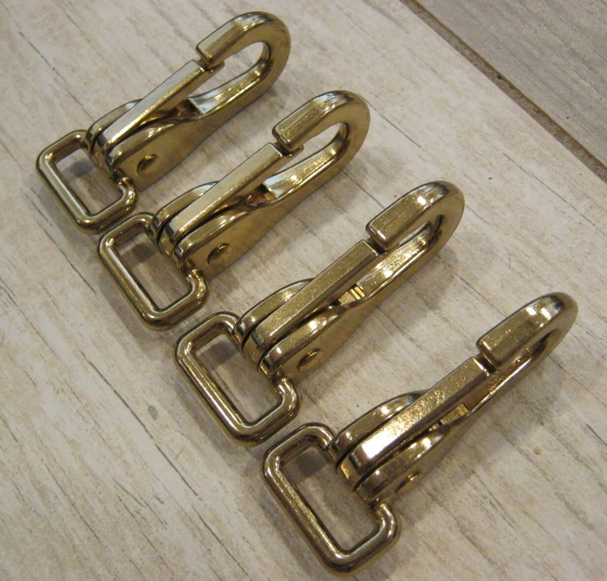 4 Brass Plated Fixed Eye Clips Snaps 3/4"