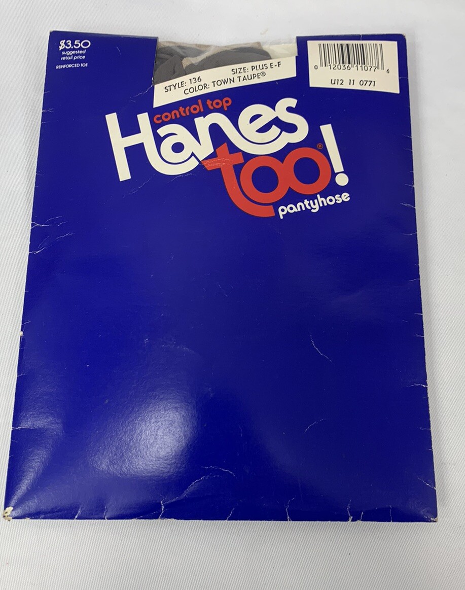 Hanes Too Control Top Pantyhose Size EF Town Taupe Style 136 VINTAGE 1986 NOS