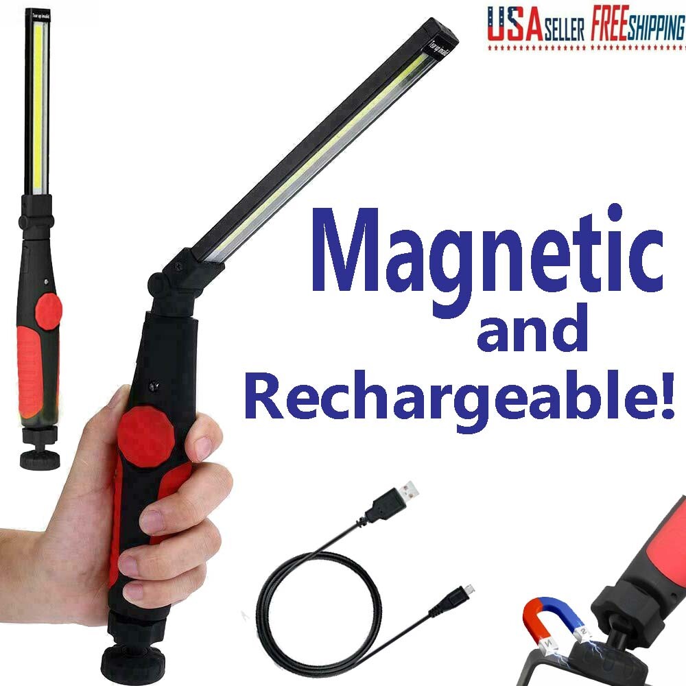 Rechargeable LED USB Slim Work Light Mechanic Flashlight Lamp Bar Camping Torch