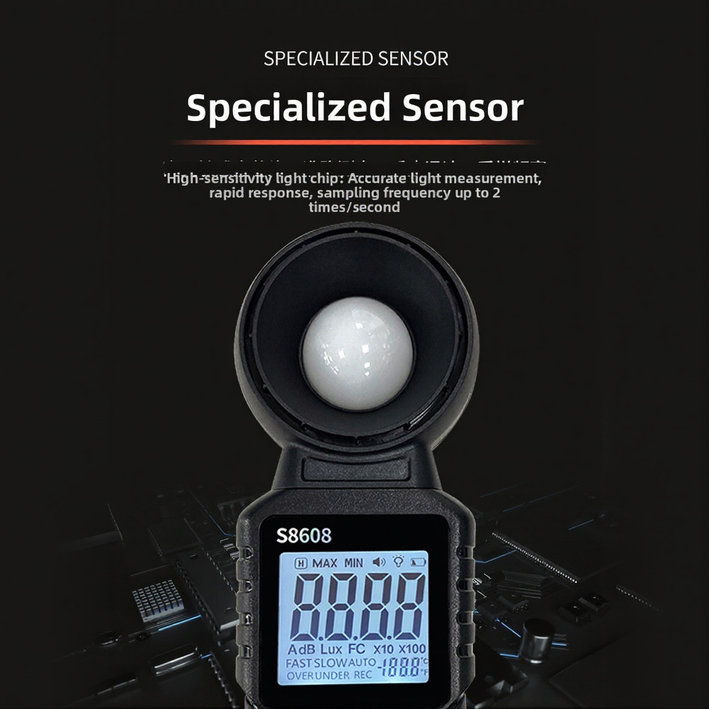 S8608 Digital Lux Meter Backlit Screen High Sensitivity Sensor Reliable