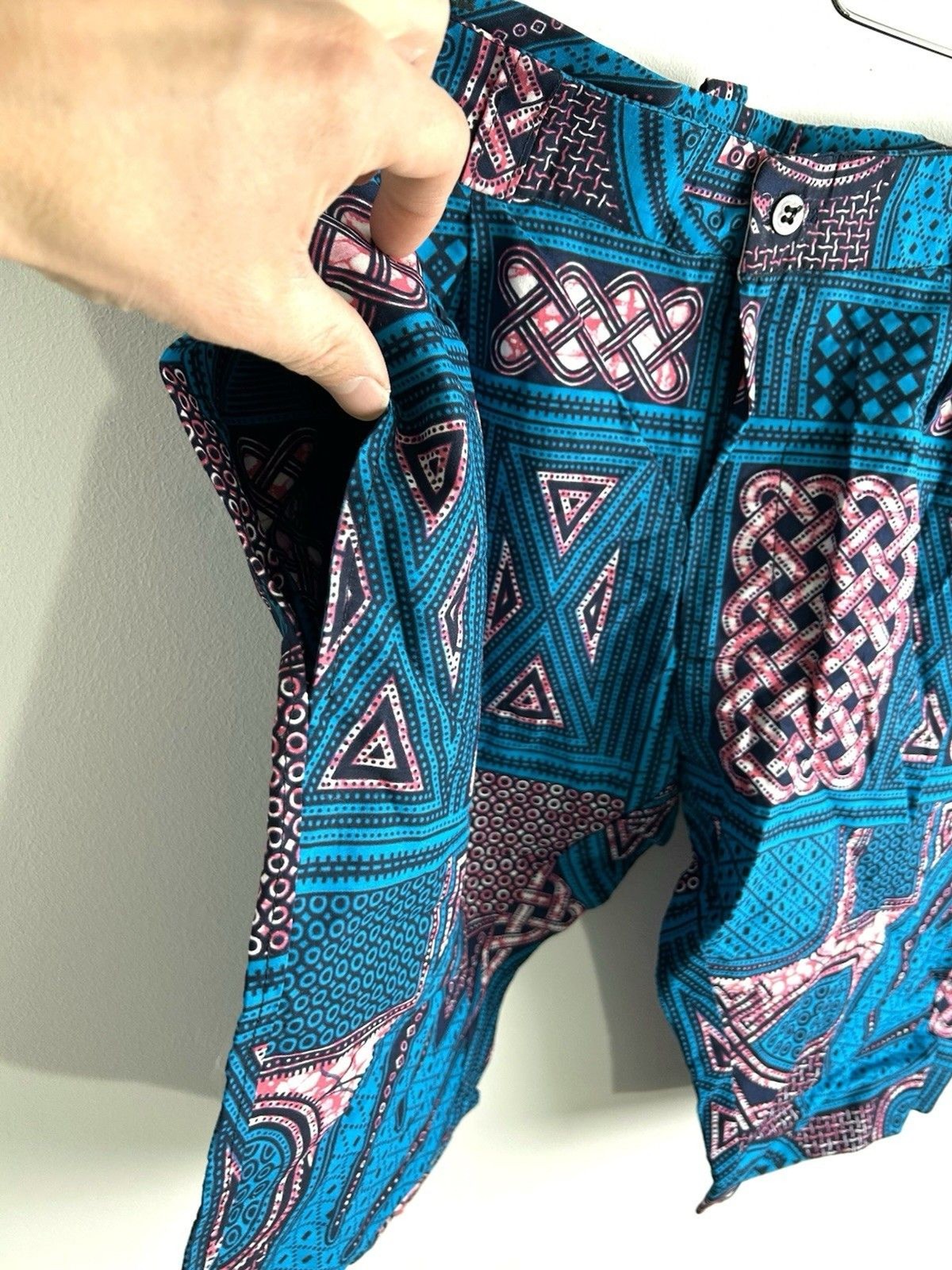 African Wax Fabric Ankara Shorts Pockets No Size Check Measurements Multicolor