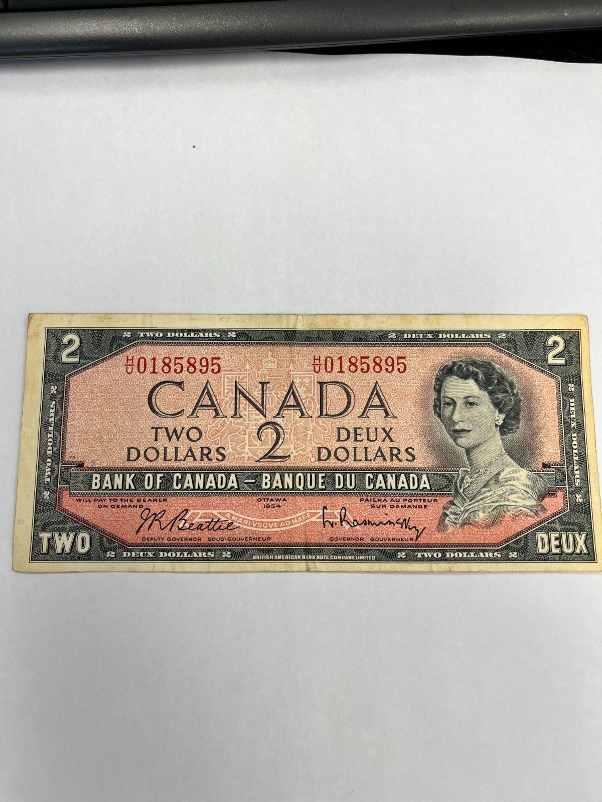 1954 Canada 2 Dollars Banknote - Queen Elizabeth II (Modified Hair)