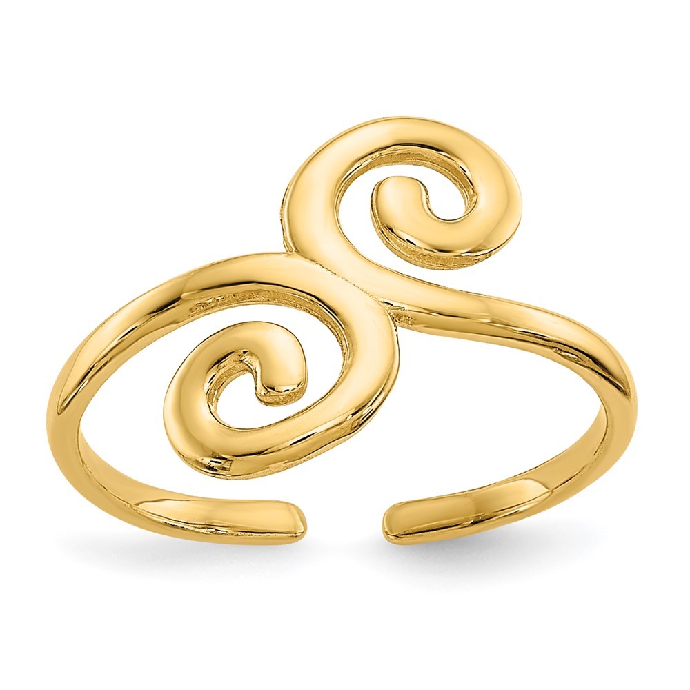14k Yellow Gold Swirl Toe Ring Perfect Gift for Her