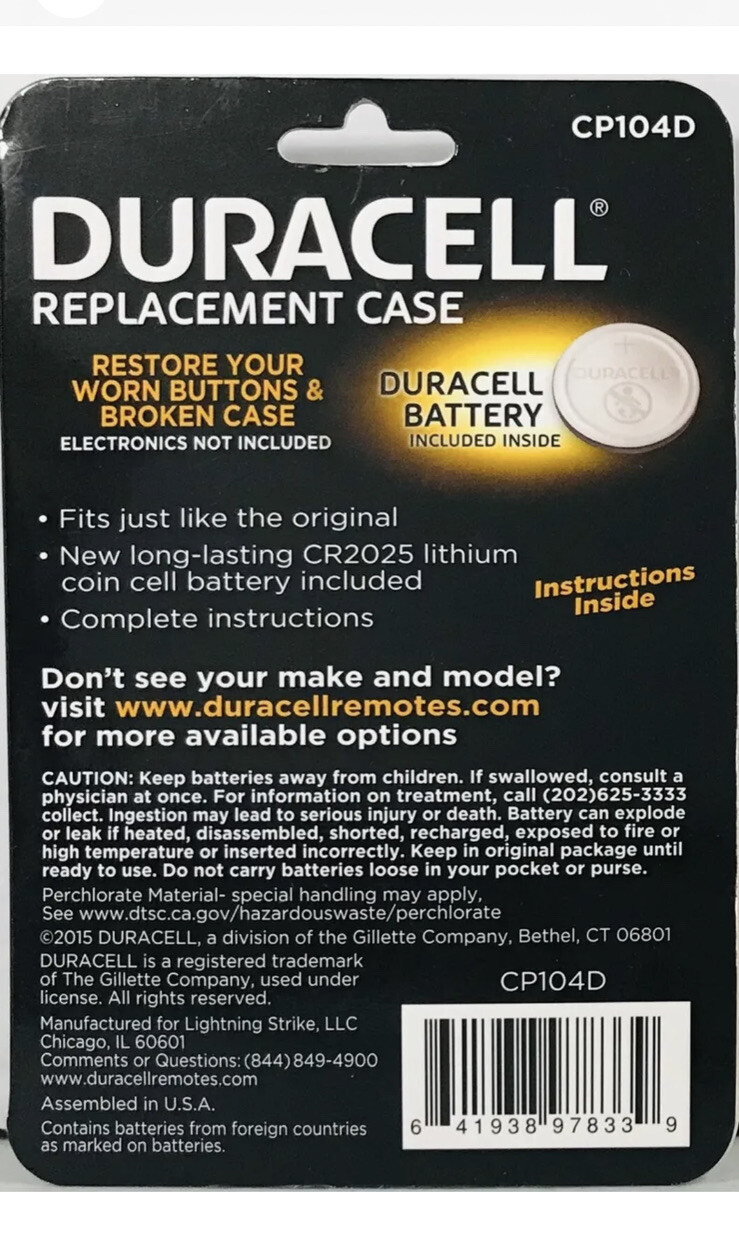 Honda Duracell Replacement Case CP104D Restore Your Worn Buttons & Broken Case