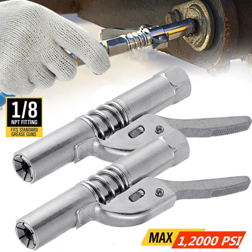 2Packs Grease Gun Coupler High-Pressure Quick Release Lock Oil Injection Nozzles