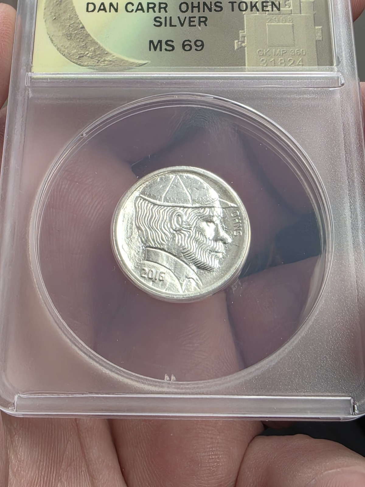 Dan CARR 2016 OHNS TOKEN! SILVER! ANACS MS69. 125 Mintage! Limited! Signed!