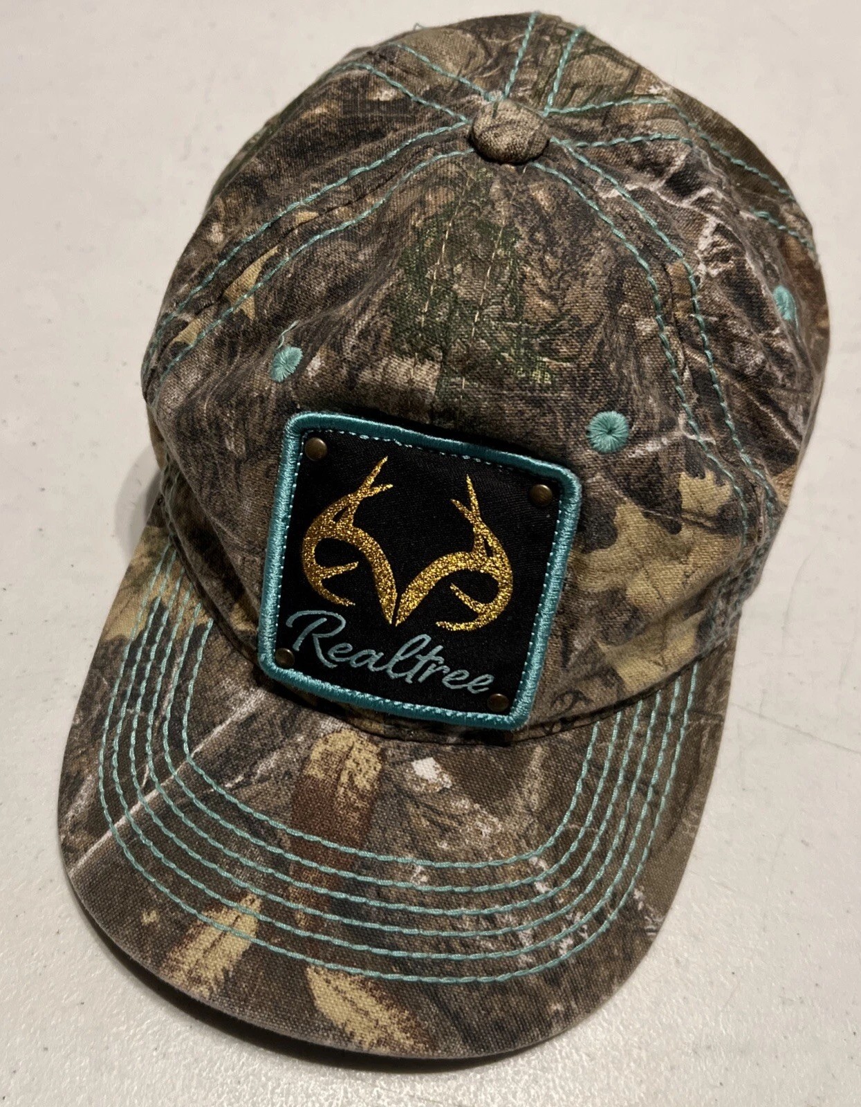 Realtree Antler Hat Cap Snap Back Camo Blue Adjustable Hunting Canvas Women Nice
