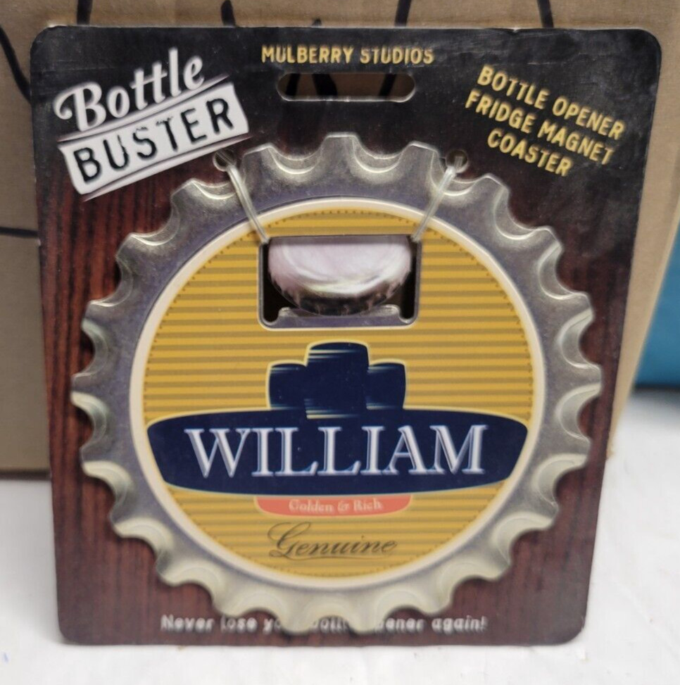 WILLIAM PERSONALIZED MULTI GADGET BOTTLE OPENER MAGNET COASTER NEW - U