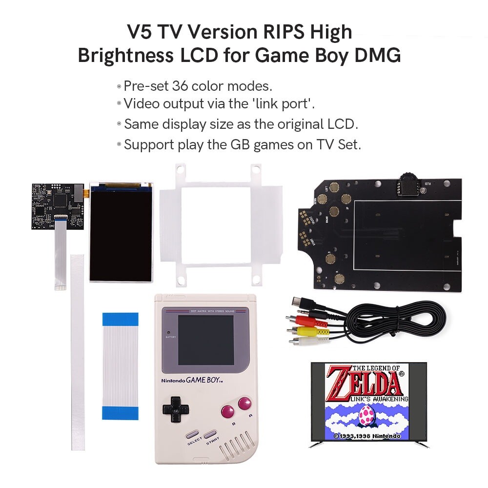 Full Size V5 TV Version OSD Menu Modern IPS Backlight LCD For Game Boy DMG GB