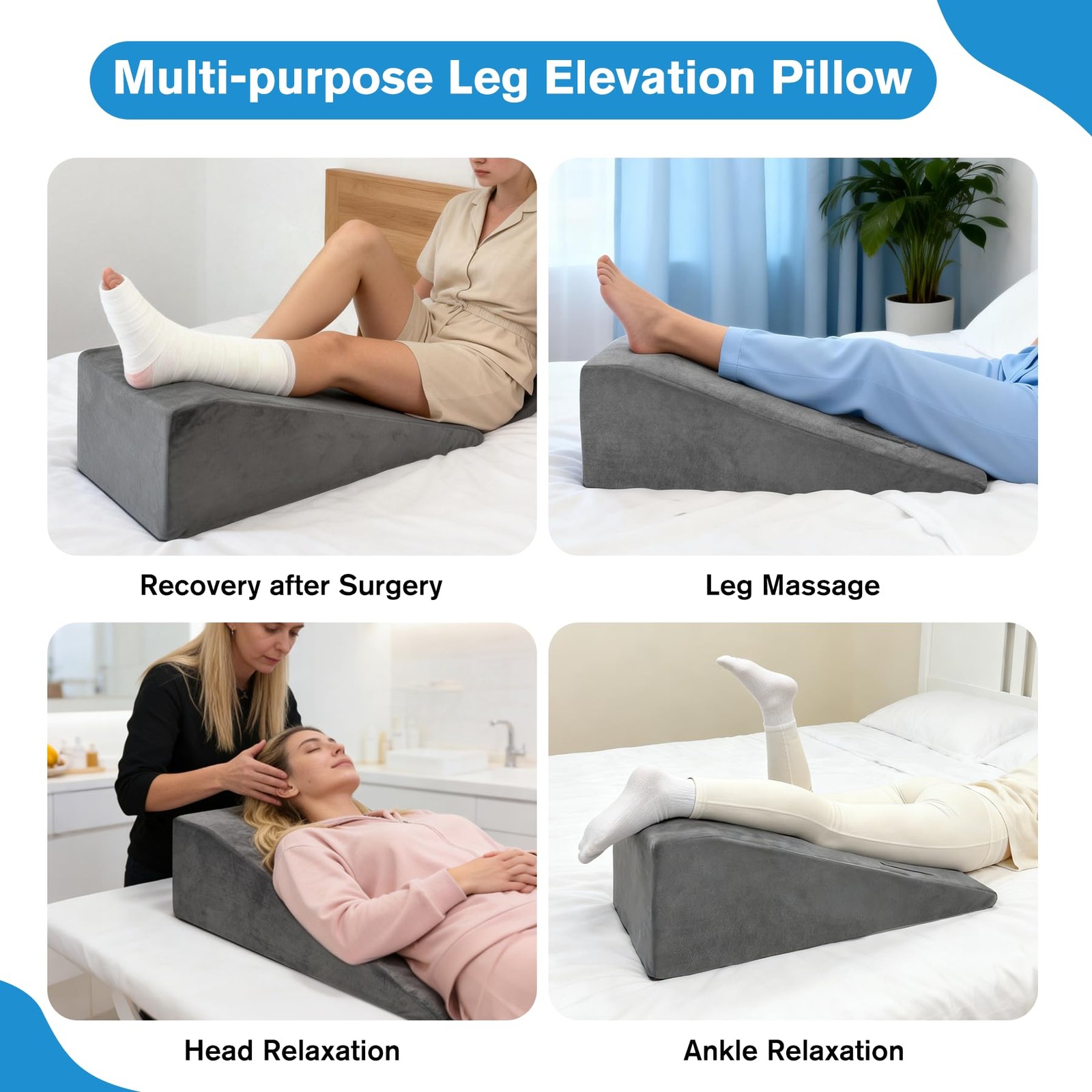 Leg Elevation Pillow, Trapezoidal Foot Elevation Pillow for Elevation for Swe...