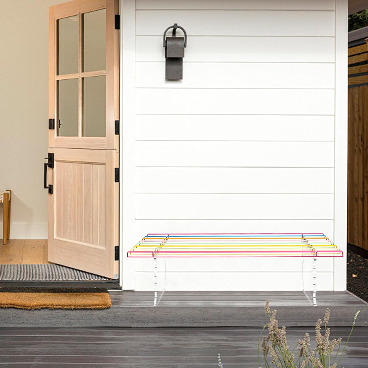 Large Rainbow Acrylic Entryway Bench for Shoes, Bedroom & Living Room