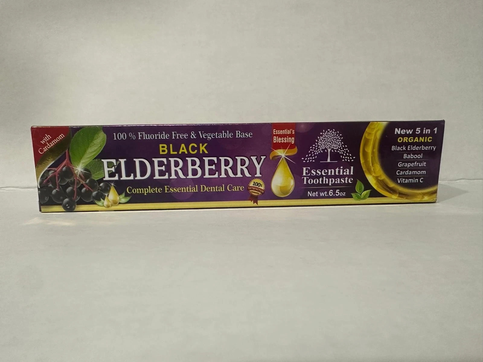 6 Pack Essential Black Elderberry Fluoride-Free Toothpaste 6.5 oz Cardamom