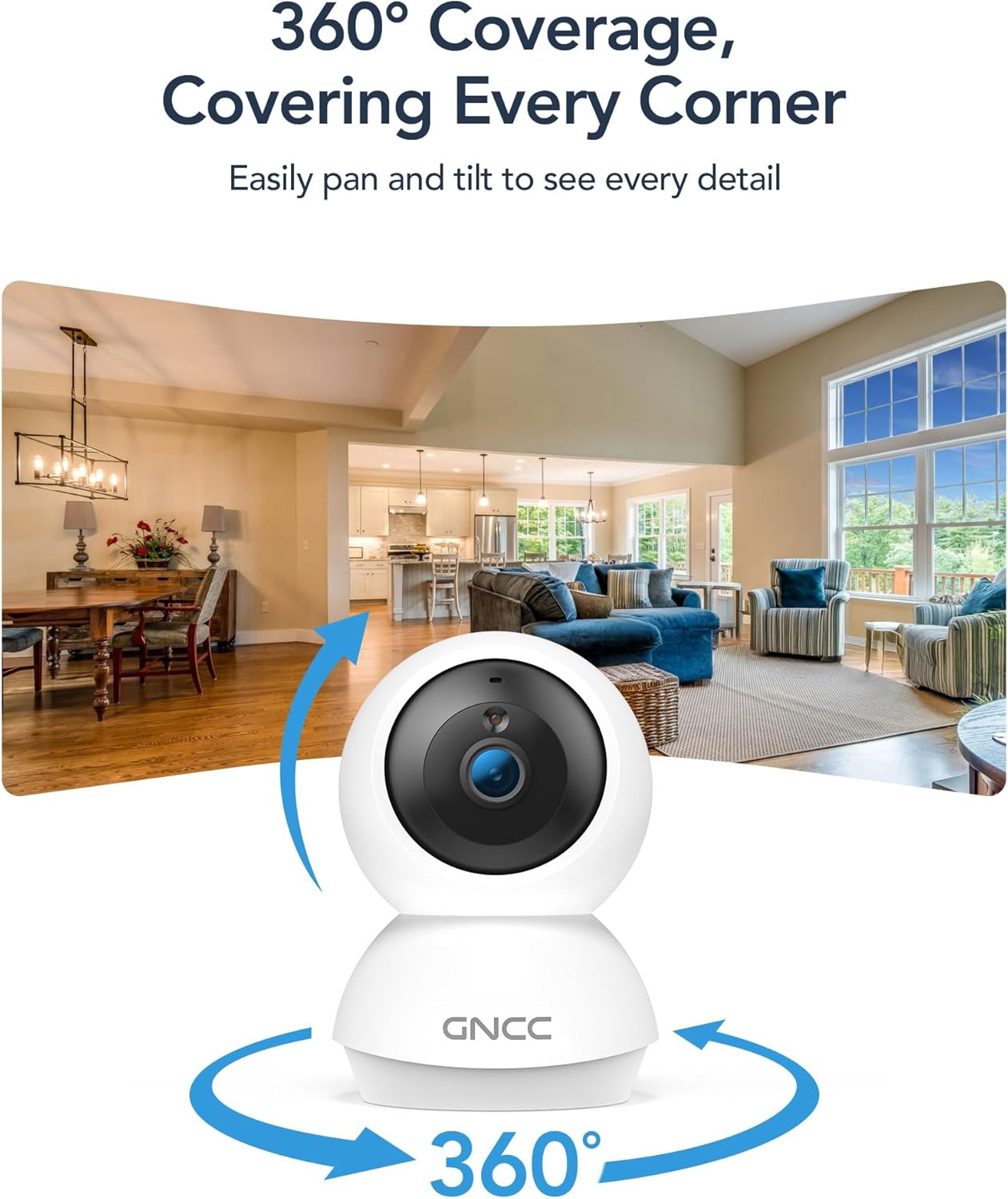 2K Wifi Cameras for Home Security, Security Camera Indoor, Baby/Pet Camera with