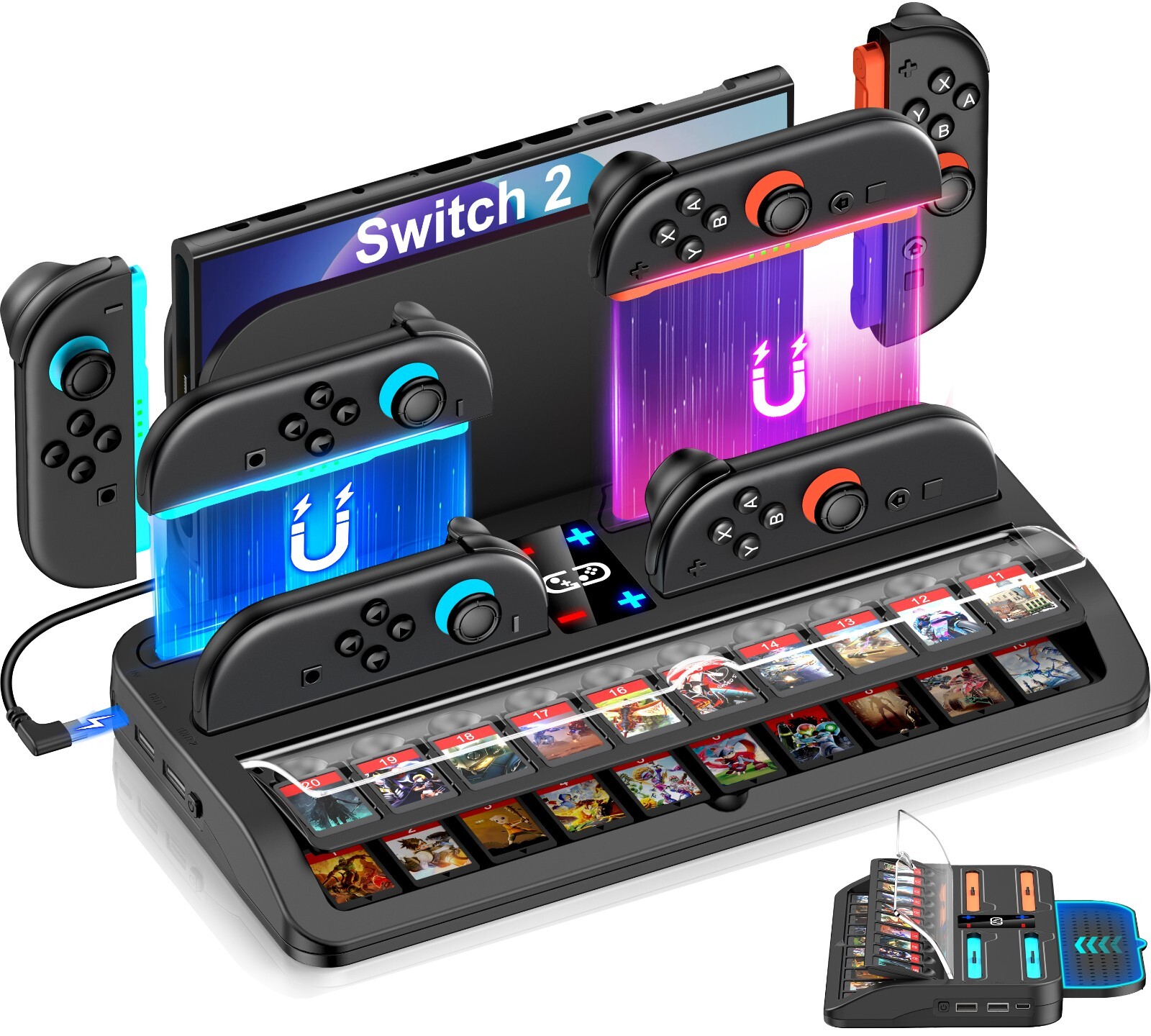 4-In-1 Fast Charging Dock Switch 2 Organizer Base Holds Switch 2 Dock
