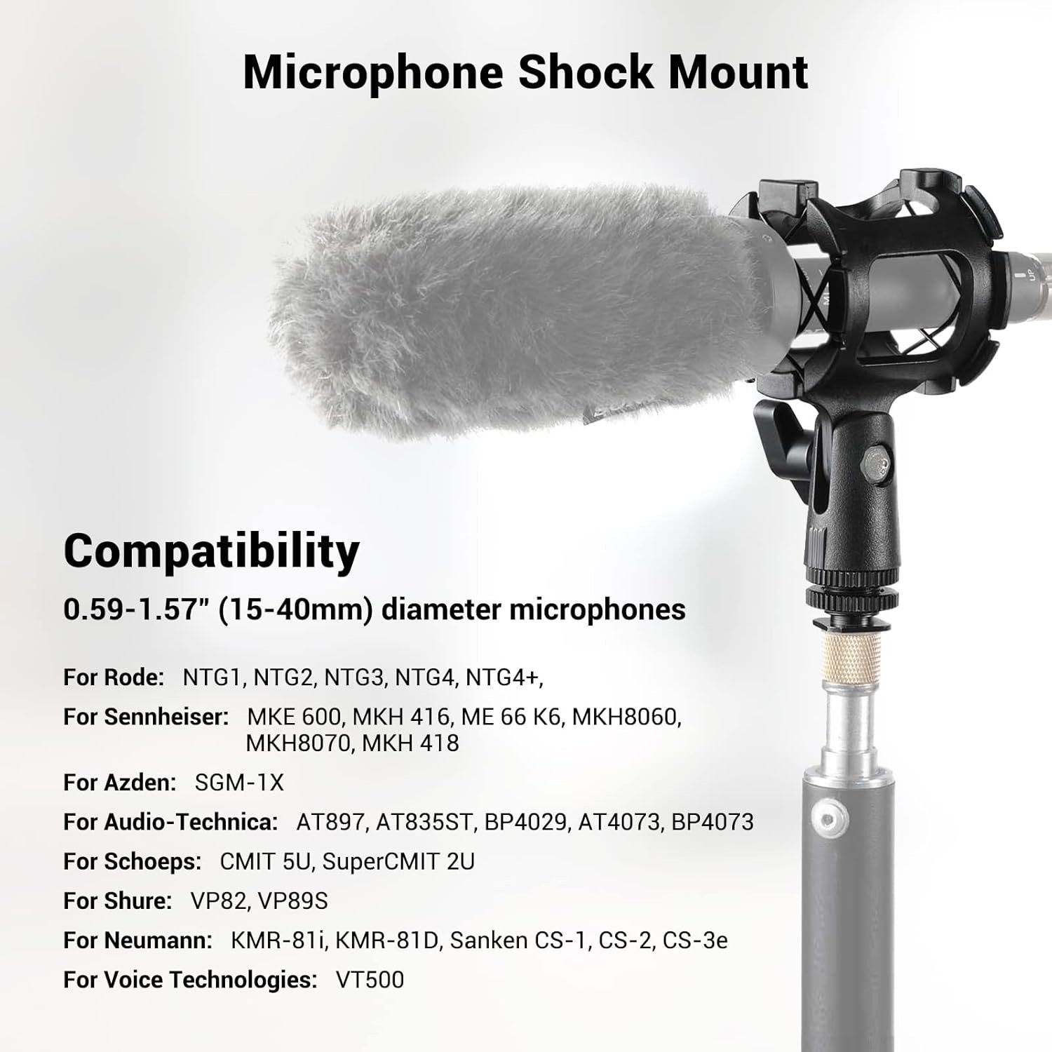 Cold Shoe Microphone Shock Mount Adapter for Camera and Boompole Use