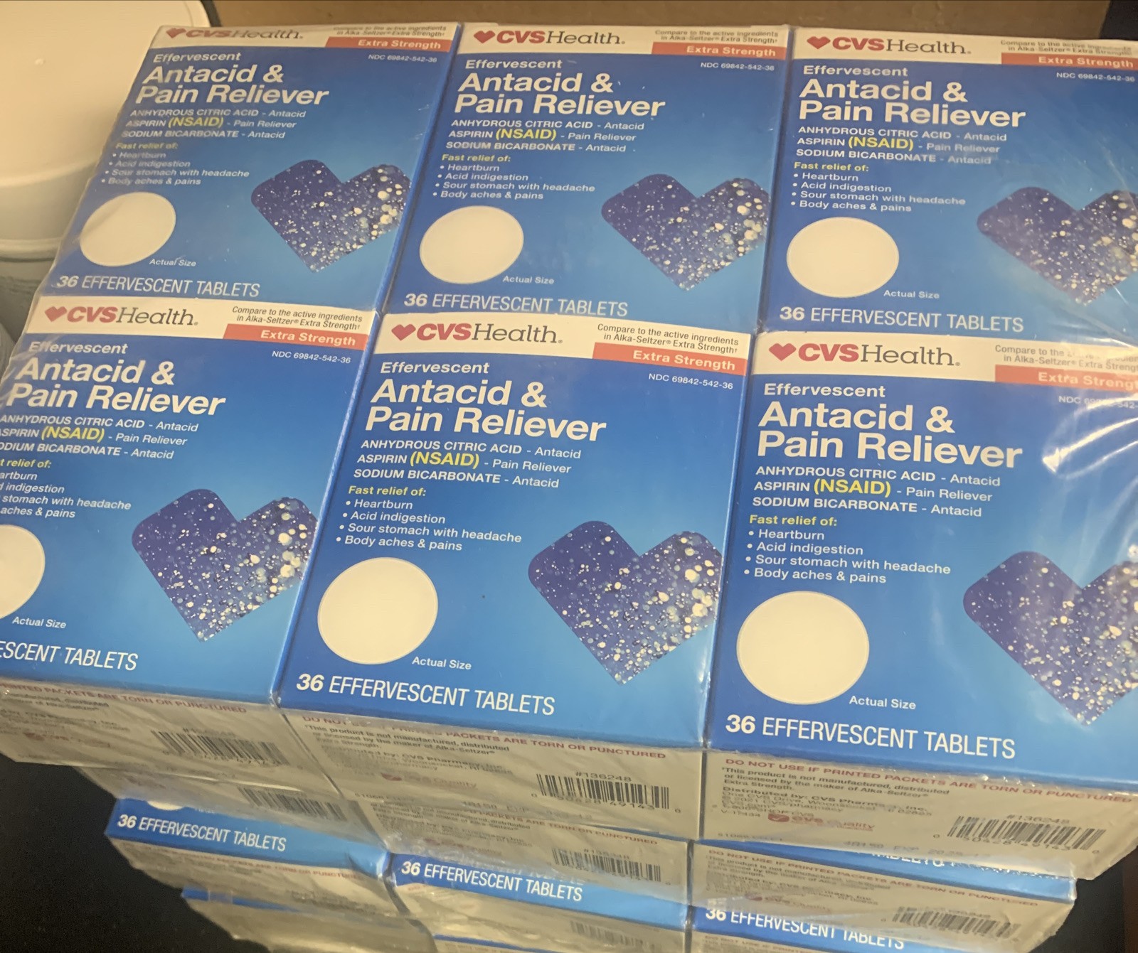 Huge Lot Of CVS Effervescent Antacid Pain Reliever Lot Compare To Alka-Seltzer￼￼