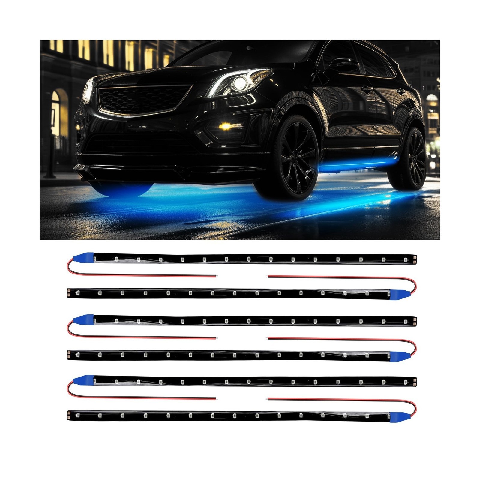 6PCS 12V Led Light Strip, Auto Interior Lights, Waterproof Car Underglow Ligh...