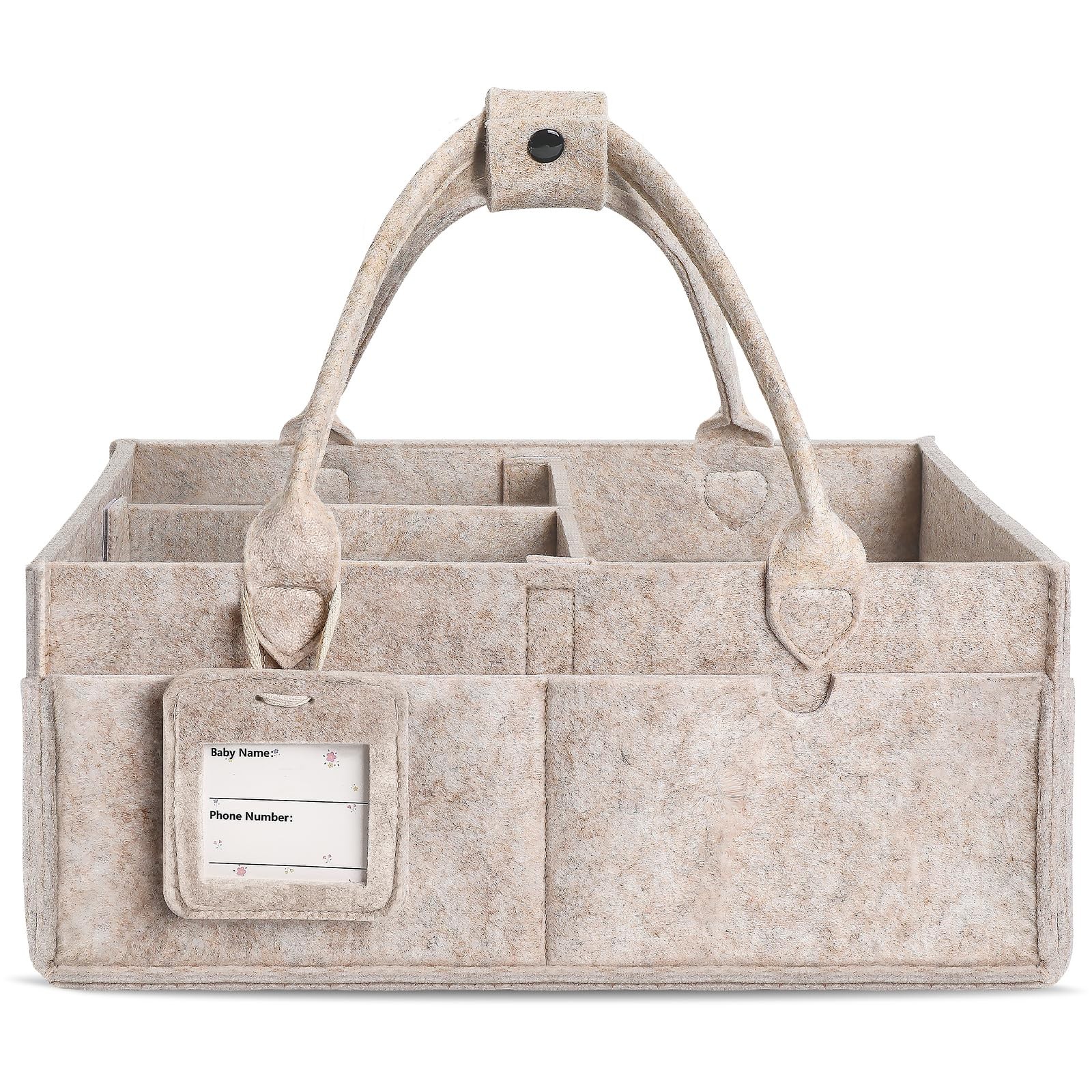 GEMII Diaper Caddy Organizer-Large Baby Organizer with Large, Oatmeal