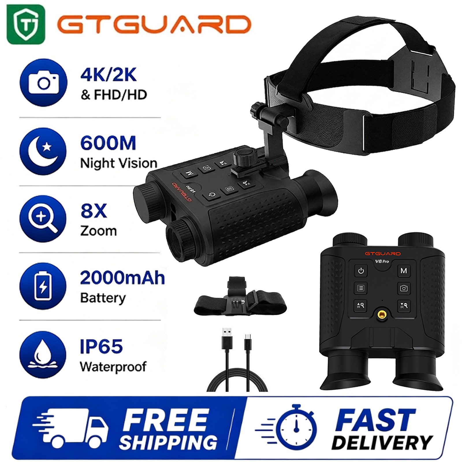 GTMEDIA V6PRO Night Vision Binoculars 600M Laser Rangefinder Full Dark Infrared
