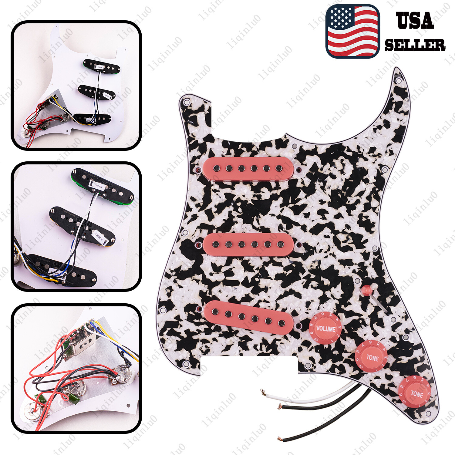 Prewired-Loaded SSS Pickguard Alnico V Pickups For ST Black&White Leopard&Pink