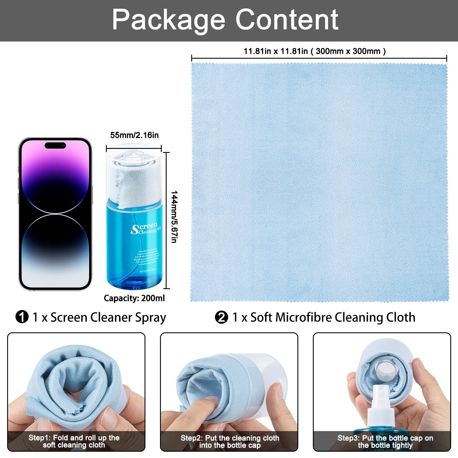 Screen CD Cleaner Solution Spray Compact Disc CD-DVD Cleaning Fluid 1 Pack, Blue