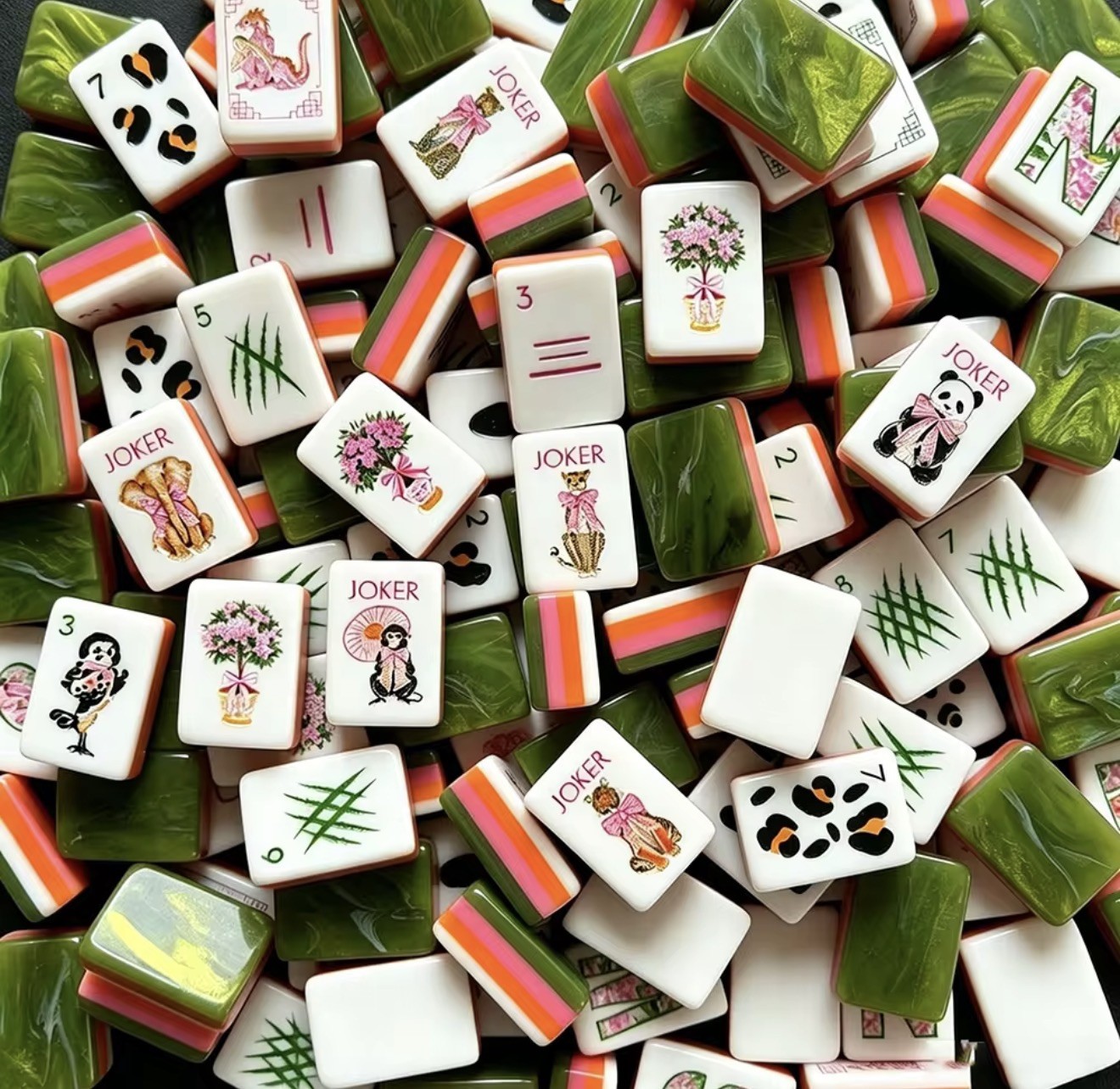 Engraved American Mahjong Tiles  set ,160  4 layered Wild One